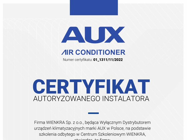 Certyfikat AUX